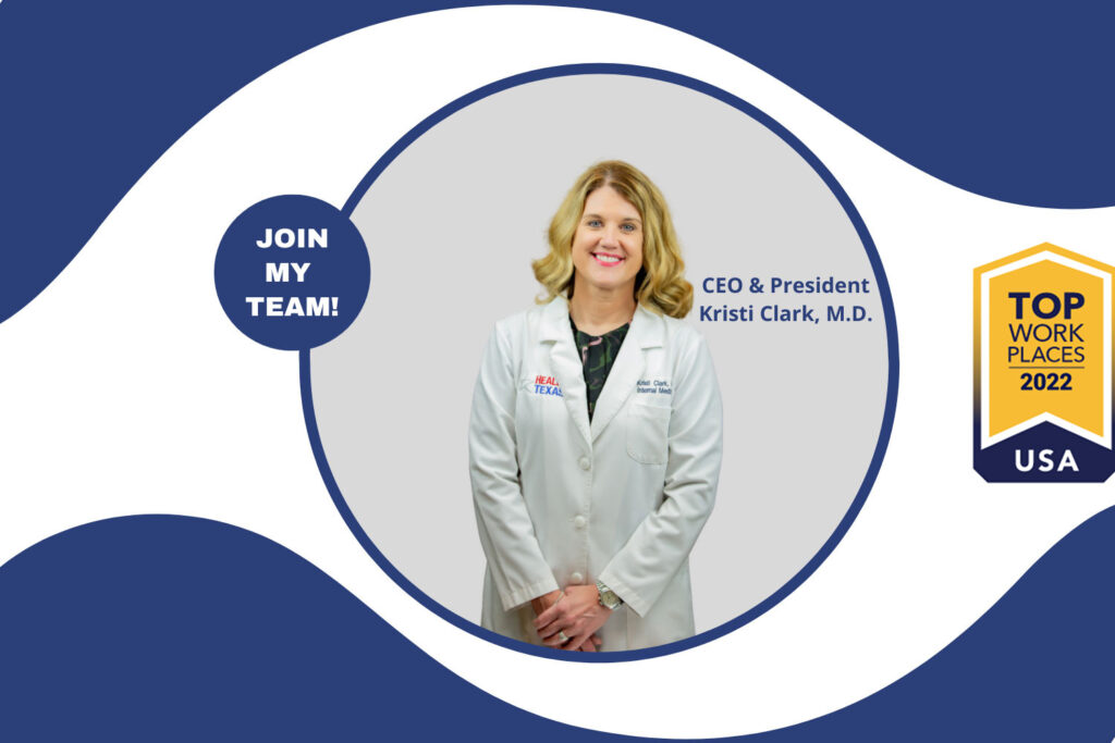 Join the HealthTexas team, physicians. Image of CEO Kristi Clark